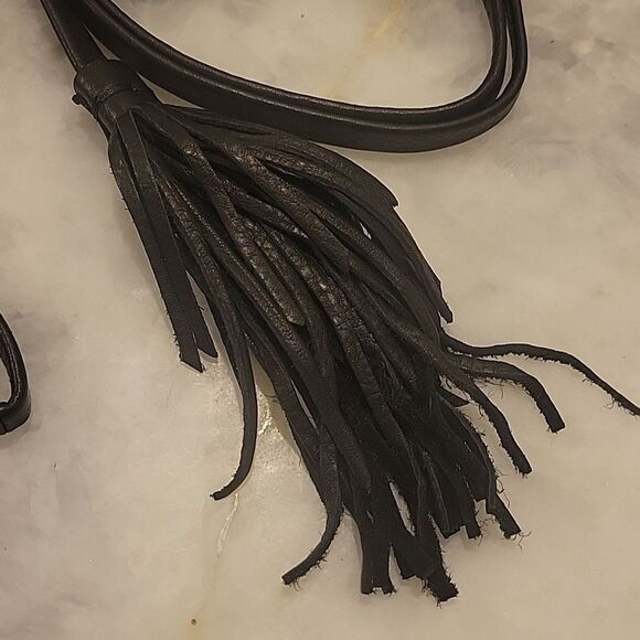 NWT B-Low The Belt Leather Gatsby Long Black Fringe Tassel Boho Waist Cinch Wrap main image 11